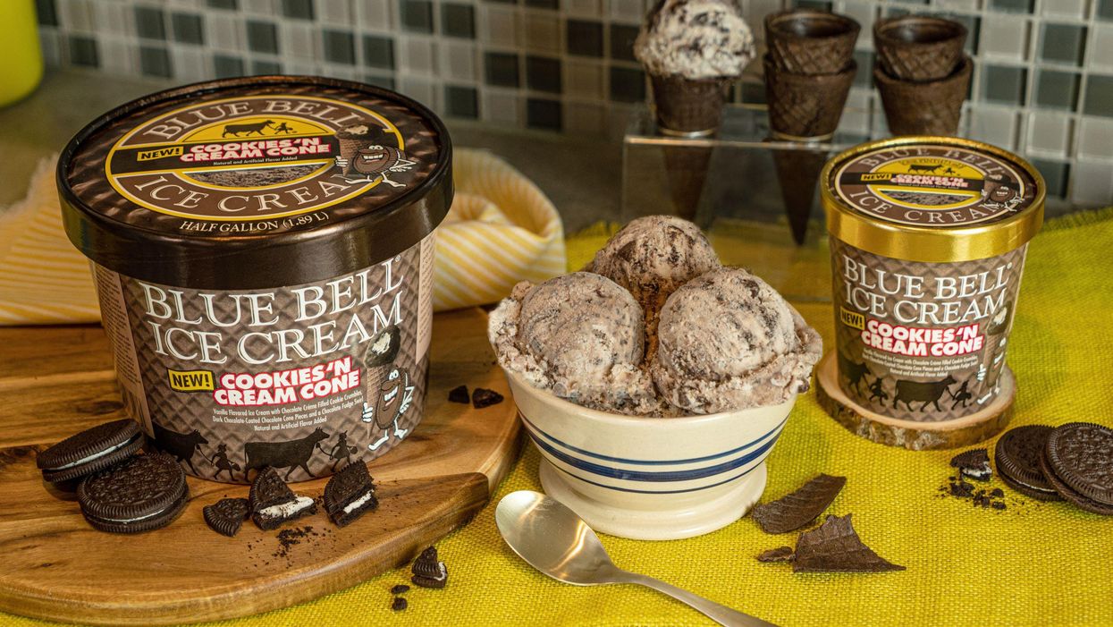 Blue Bell just released Cookies 'n Cream Cone ice cream so get your spoons ready