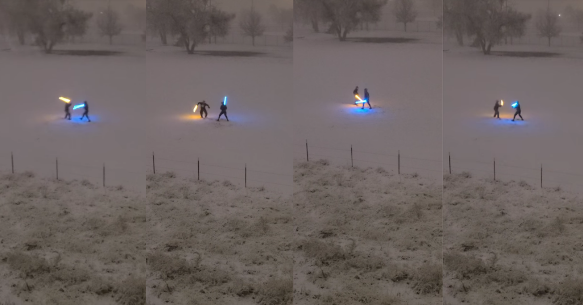 Colorado Woman Films Two Random Guys Fighting In The Snow With Lightsabers—And It's Epic