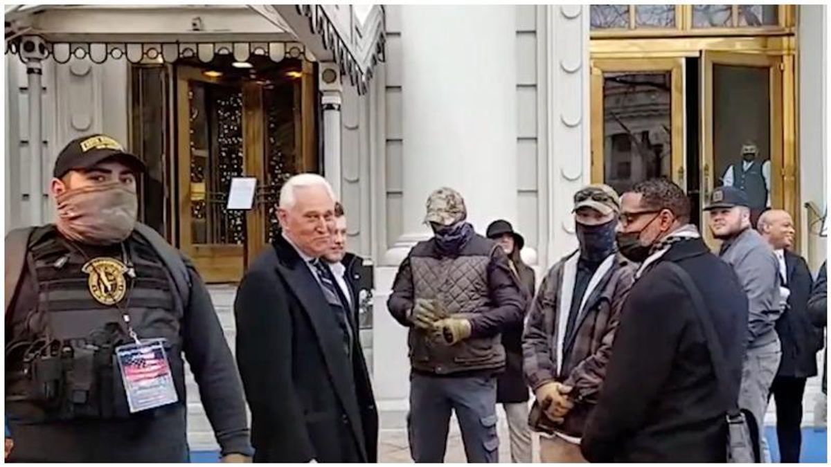 Video emerges showing Roger Stone flanked by right-wing militia group ahead of Capitol insurrection