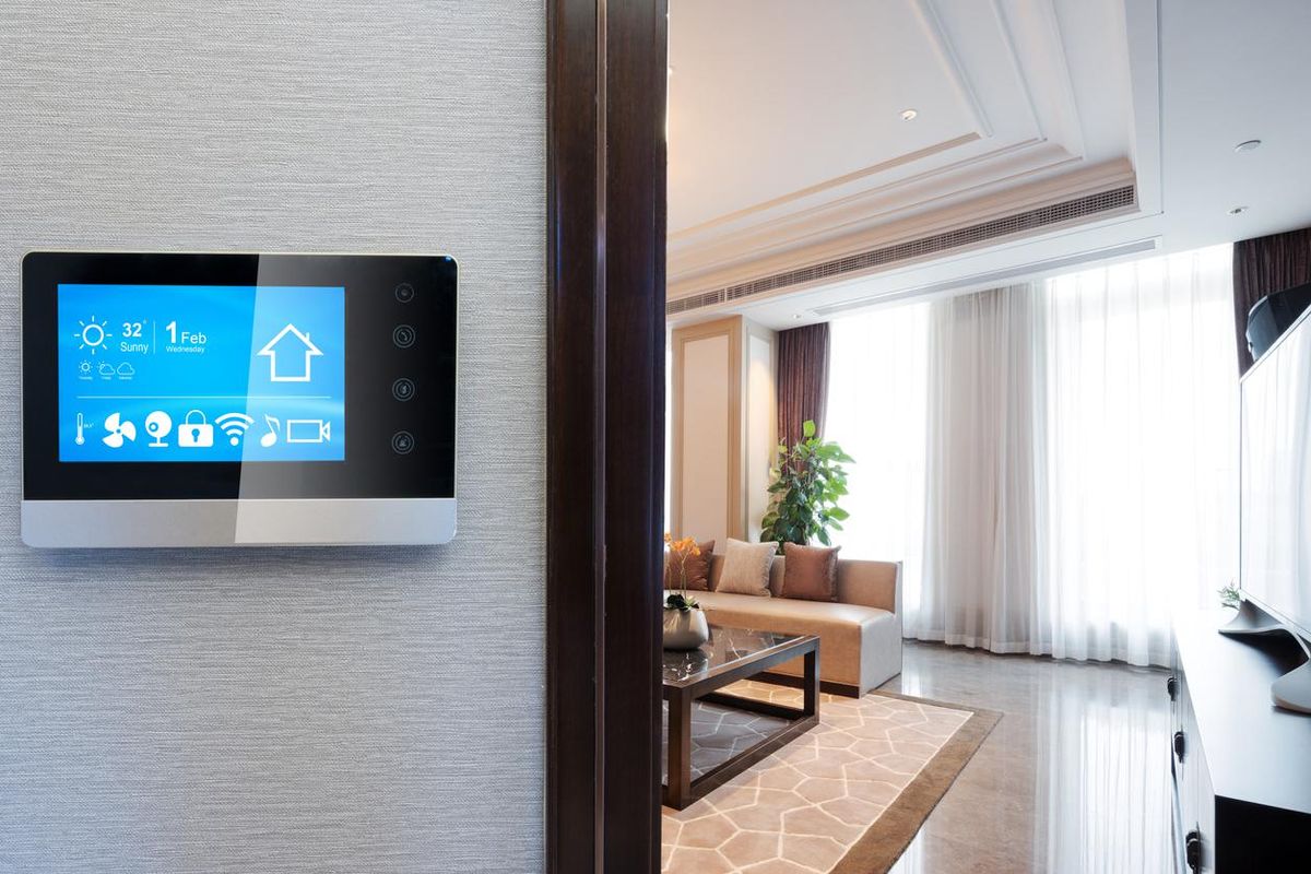 Smart home control panel stock image