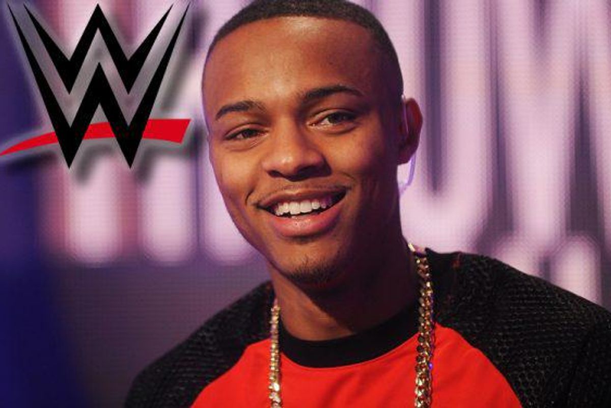 Bow Wow Smiling with WWE logo in background