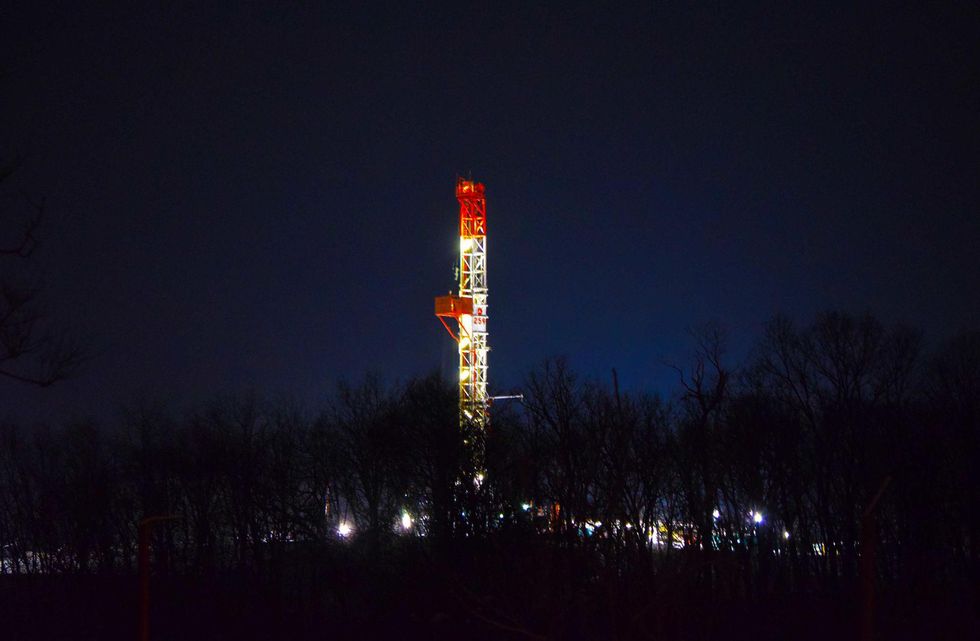 fracking wells at night