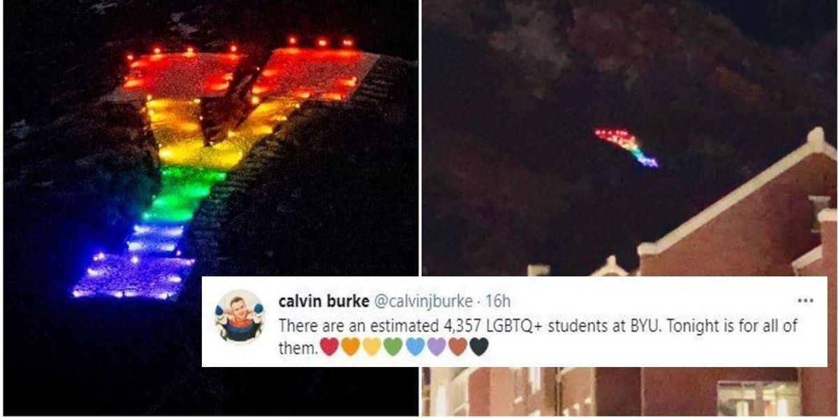In beautiful act of defiance, BYU's LGBT students lit up 'Y Mountain' in rainbow colors - Upworthy