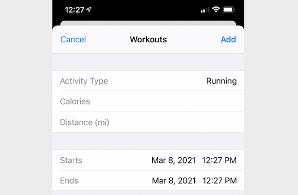 how to add workout to apple watch manually