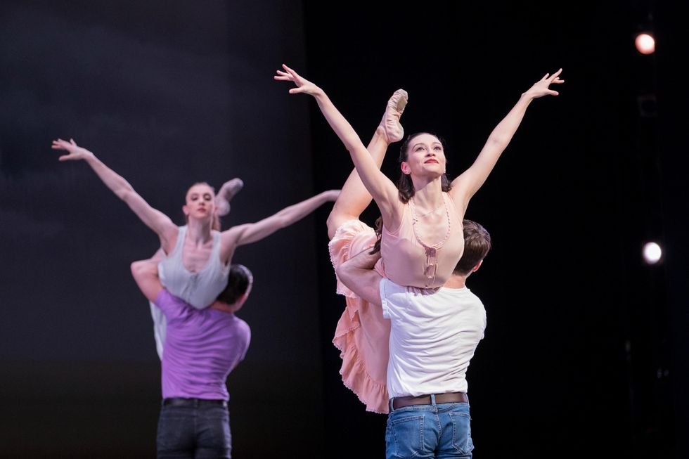 During an onstage performance, two female dancers balance their torsos on the left shoulder of their male partners, lifting their upper bodies up, reaching their arms in a V-shape and lifting their right leg high in attitude. That passion also buoyed her during an on-going struggle with body-image issues, and her decision to establish her career a continent away from her close-knit Philadelphia family.</p>, <div style=