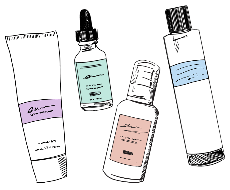 illustration of skincare bottles