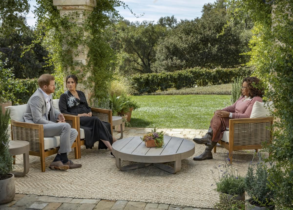 Prince Harry and Meghan with Oprah Winfrey