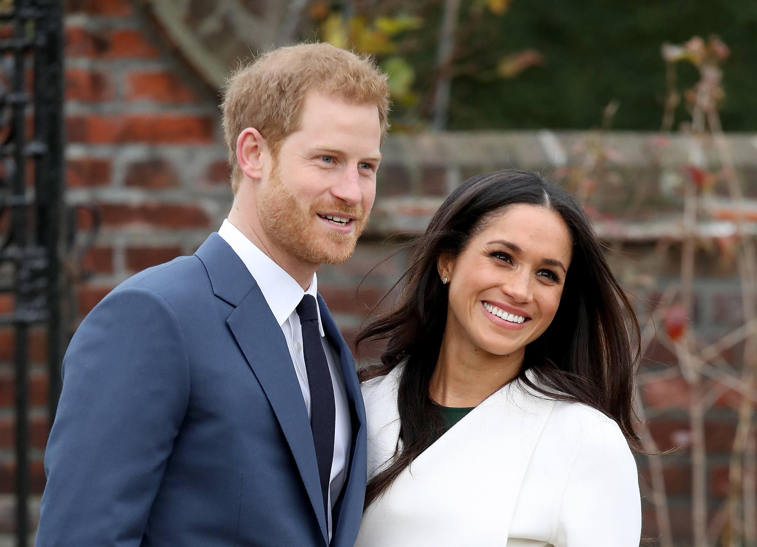 Harry and Meghan pose shortly after getting engaged
