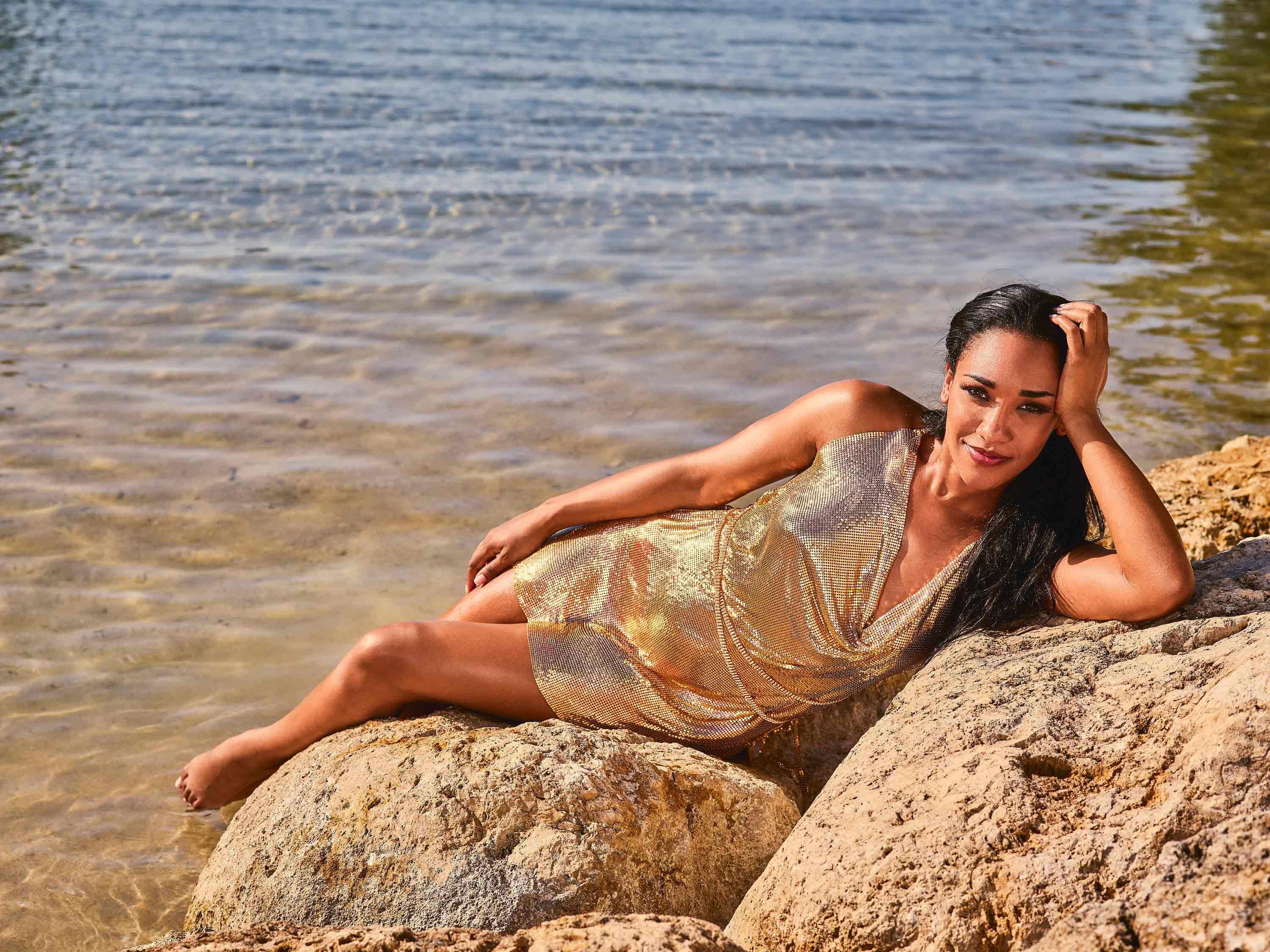 Candice Patton on the beach