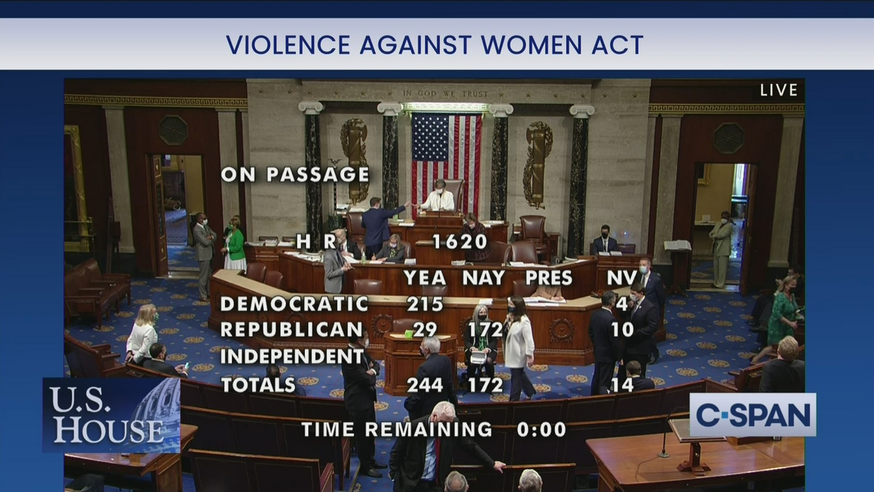 Final vote count of the Violence Against Women Act in the House. 