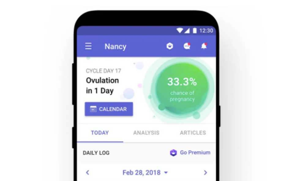 The app for Glow, which tracks your health