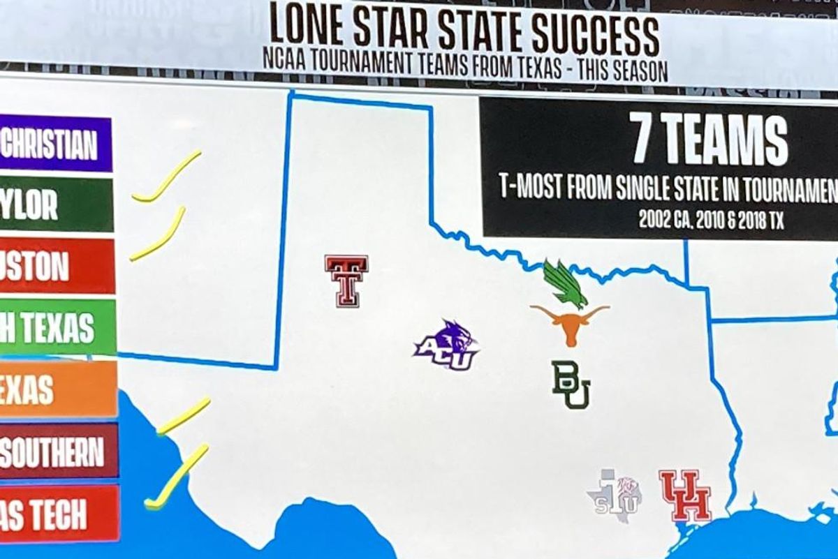 Texas map college basketball