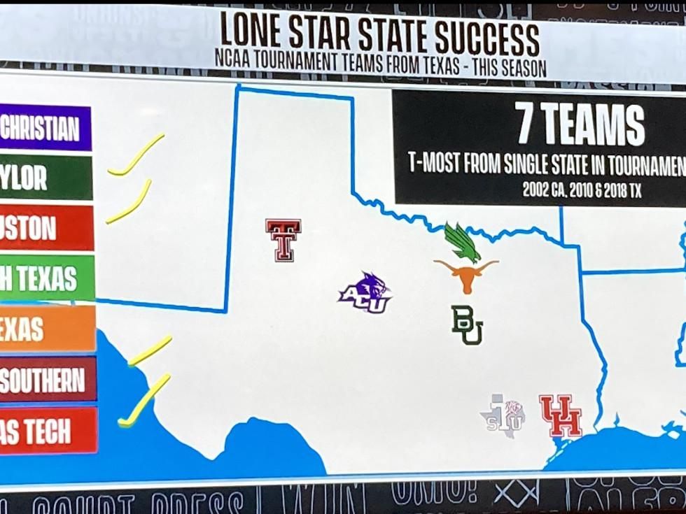 Texas map college basketball