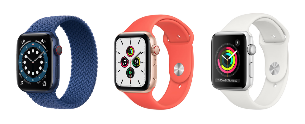 The Apple Watch Series 6, SE and Series 3