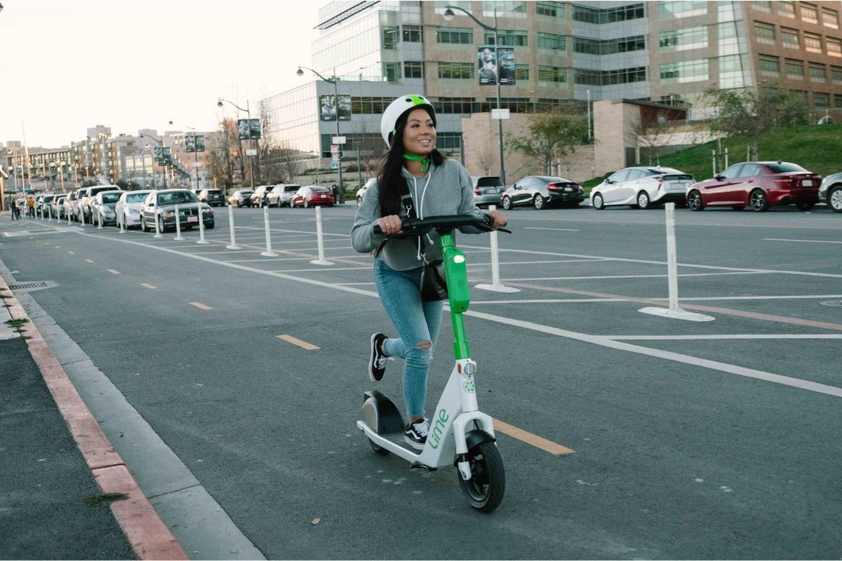 Lime electric scooter