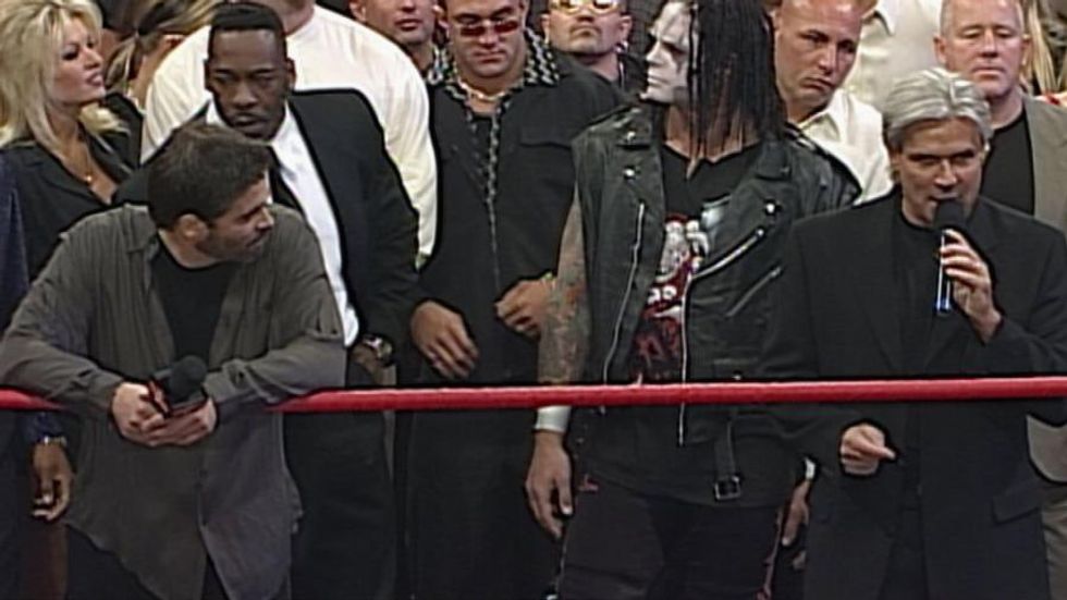 Vince Russo and Eric Bischoff addressing the WCW roster