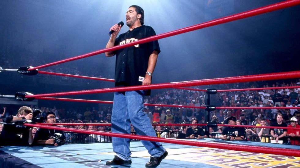 Vince Russo cutting a promo in the ring