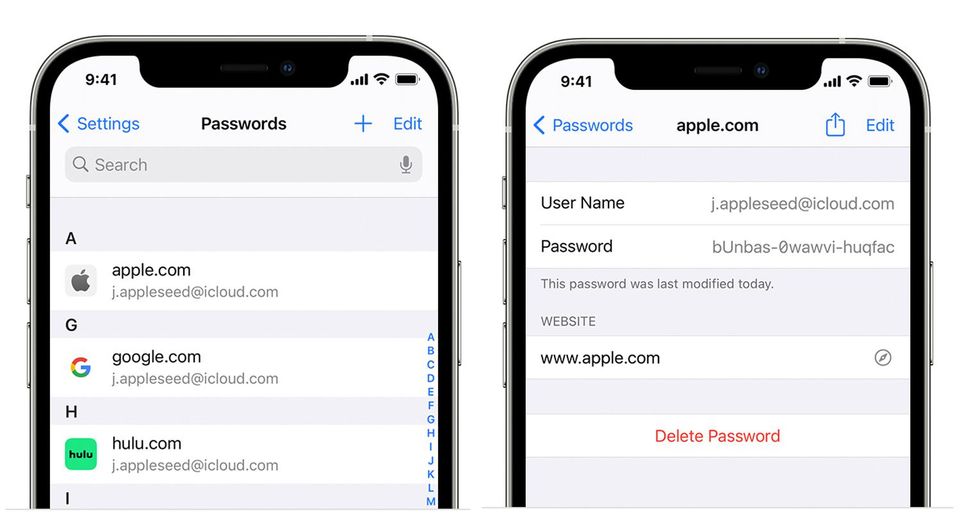 Viewing passwords saved on an iPhone