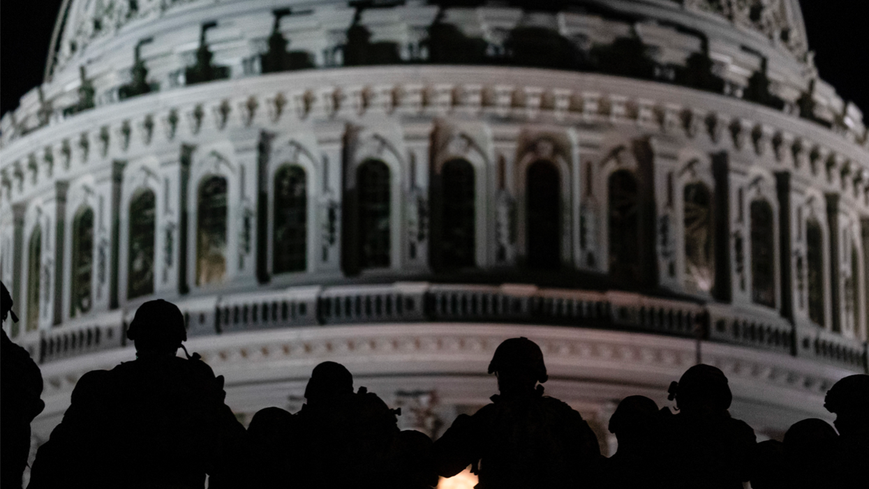 U.S. National Guard in front of the Capitol after the Jan. 6 pro-Trump riot.