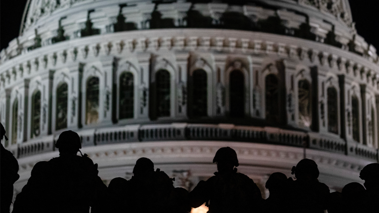 U.S. National Guard in front of the Capitol after the Jan. 6 pro-Trump riot.