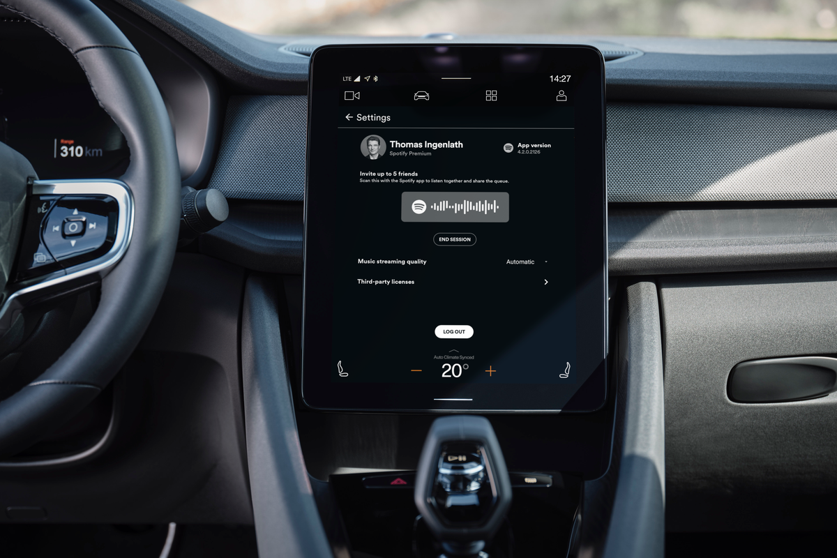 Spotify in the Polestar 2