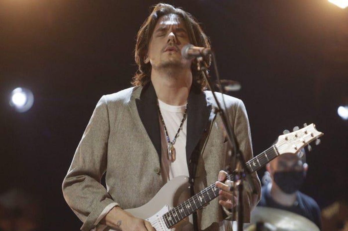 John Mayer performing at the Grammys 2021