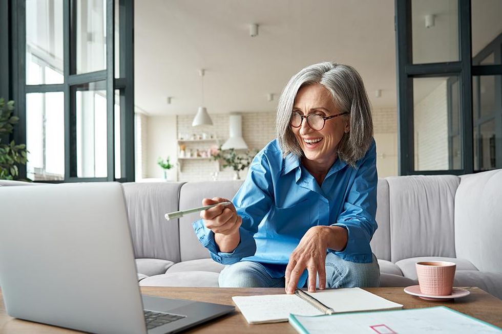 Woman on a Zoom call while working from home