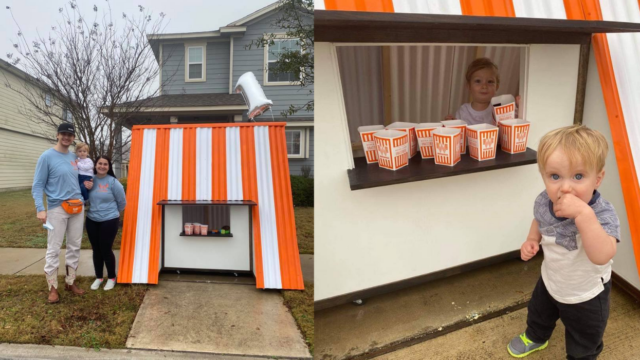 Texas couple builds Whataburger playhouse for son's drive-by birthday party