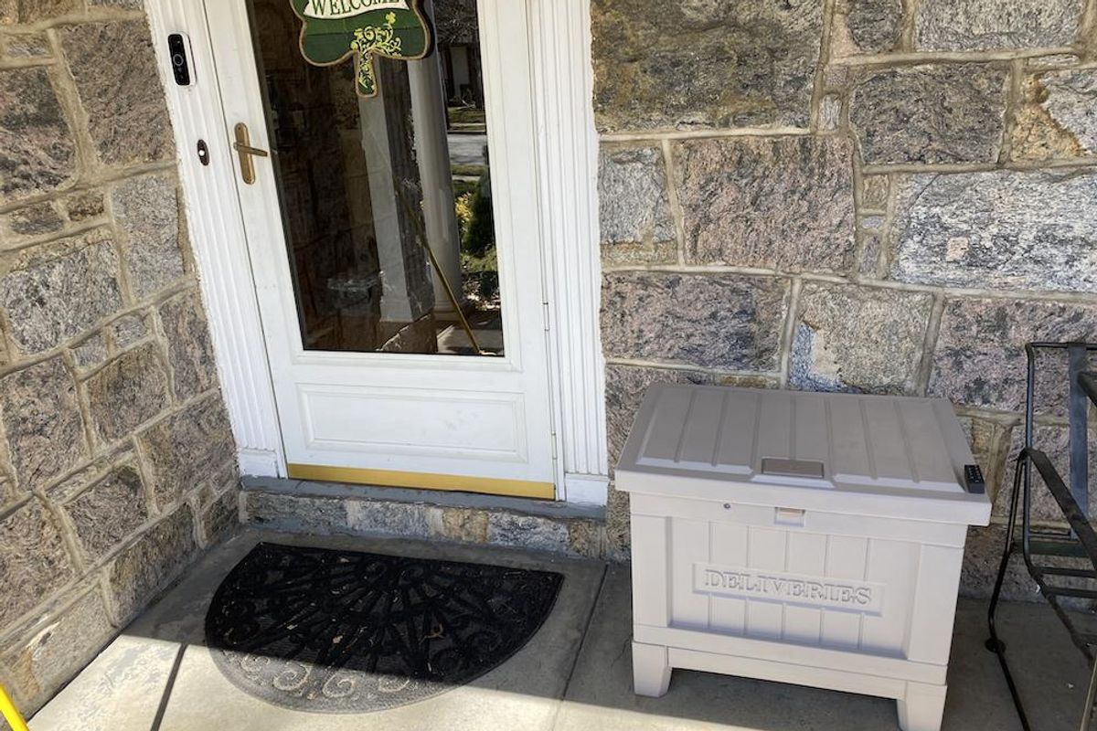 Yale Smart Delivery Box on a front porch