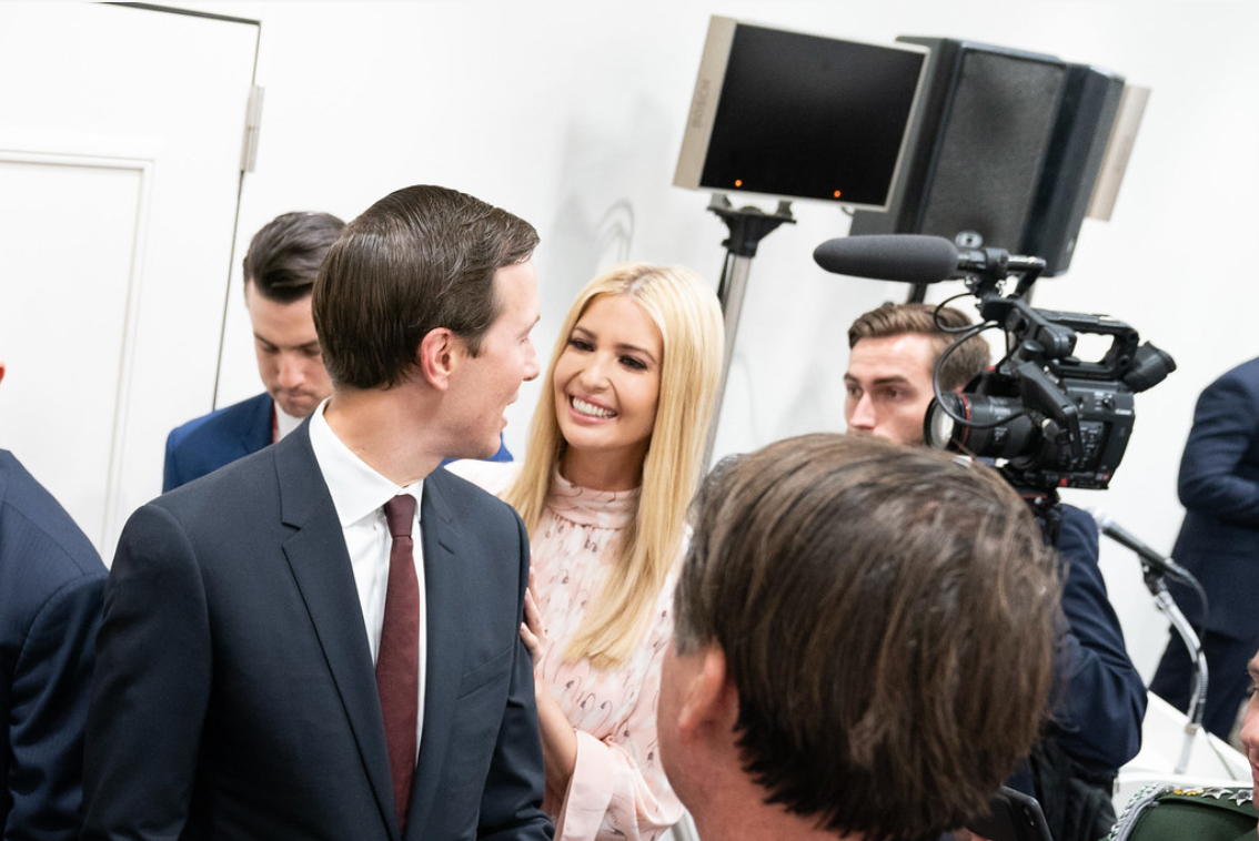Ivanka Trump, center, and Jared Kushner