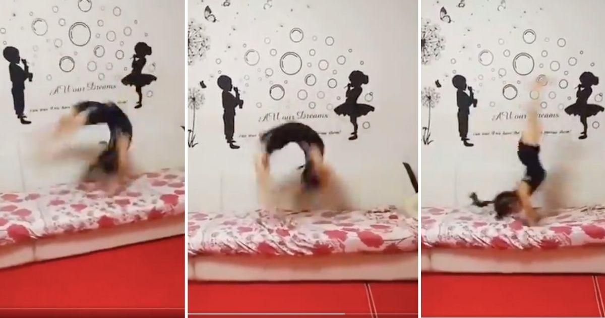 5 year old amazes in viral video performing 80 back handsprings in