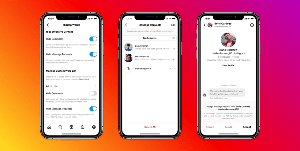 Instagram DM request abuse filters