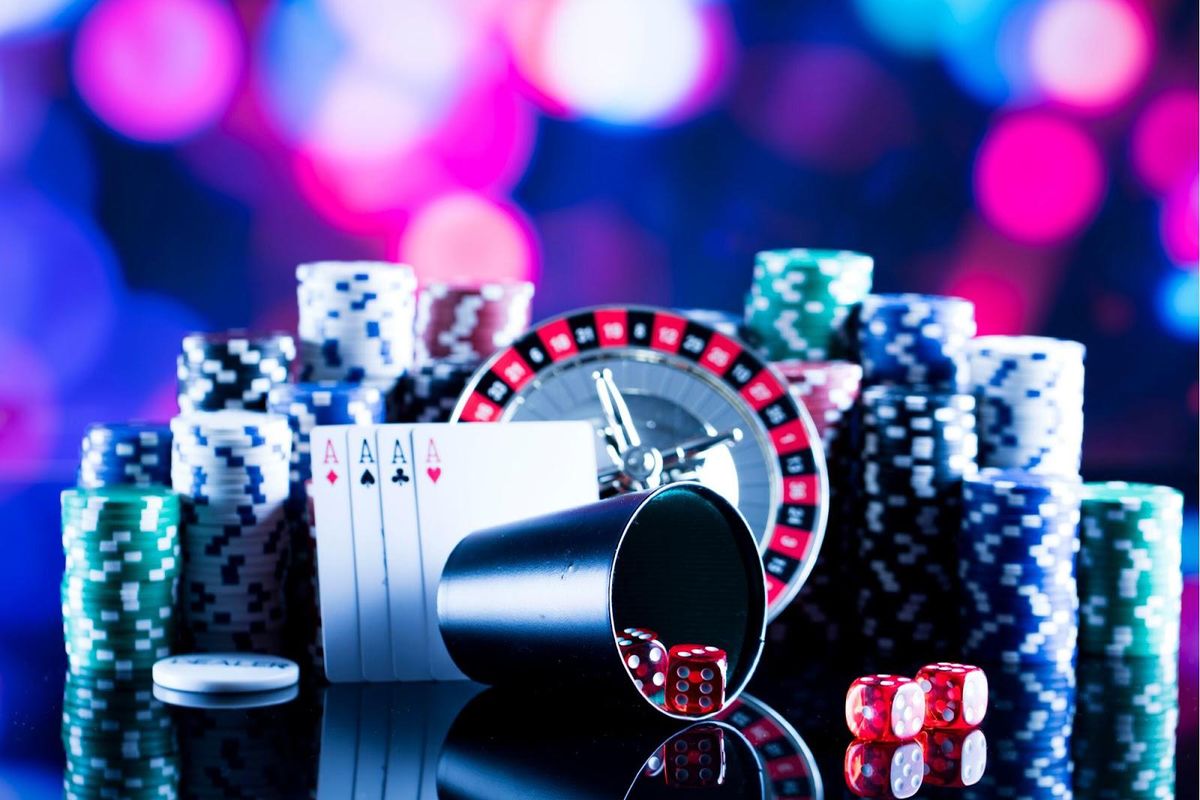 casino games. chips, cards and dice