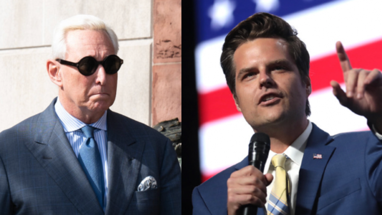 Roger Stone, left, and Rep. Matt Gaetz