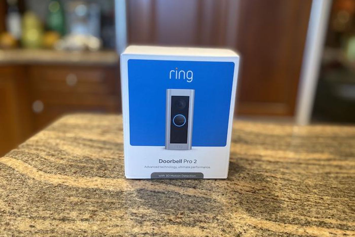 Ring Video Doorbell Pro 2 box on a counter