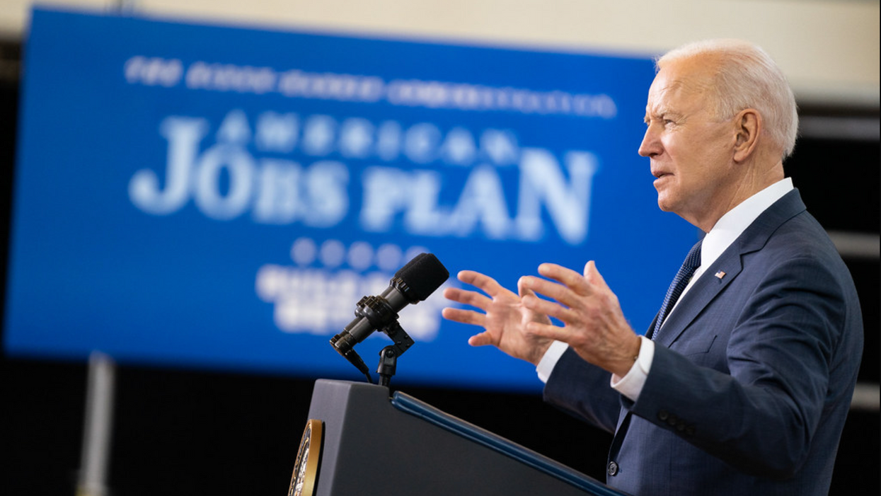 President Biden delivering remarks on the American Jobs Plan at the Carpenters Pittsburg Training Center.