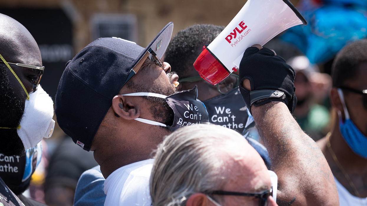 George Floyd's brother, Terrence Floyd, at a memorial in Chicago. 