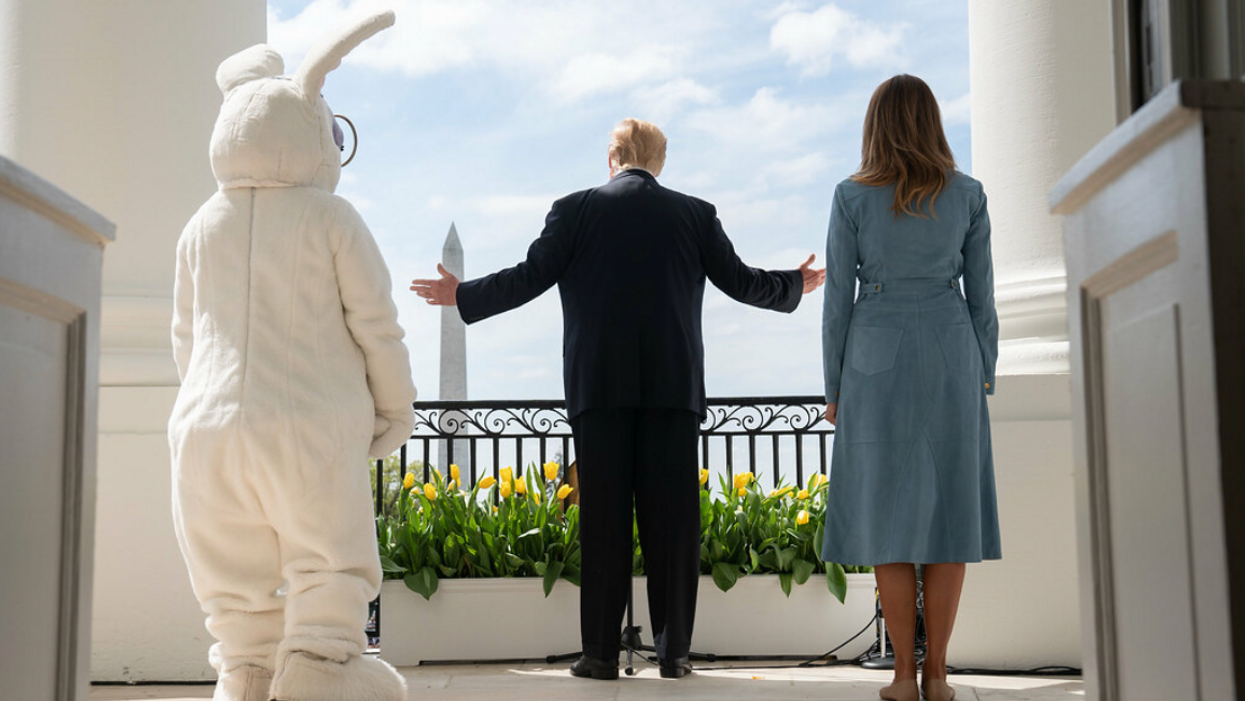 Former President Trump, former First Lady Melania Trump and the Easter Bunny. 