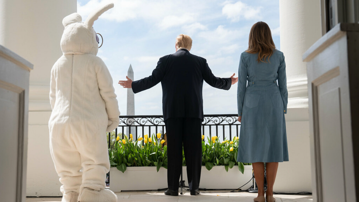 Former President Trump, former First Lady Melania Trump and the Easter Bunny.
