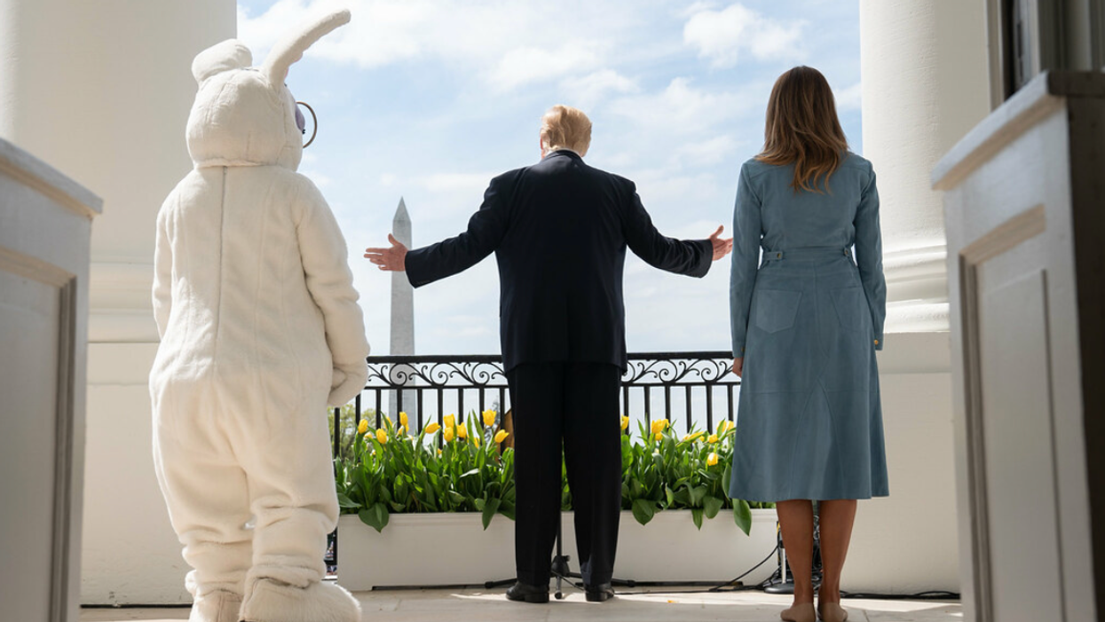 Former President Trump, former First Lady Melania Trump and the Easter Bunny.