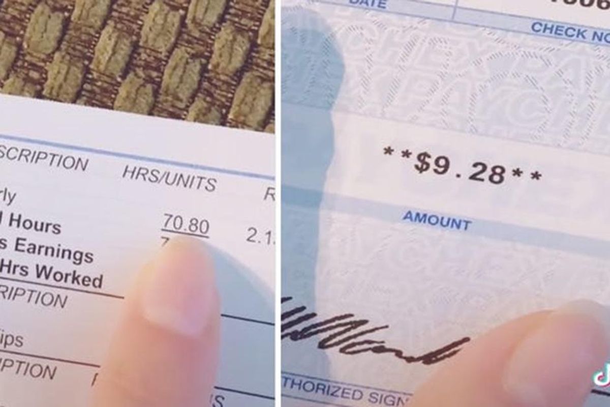 Bartender shares her $9.28 paycheck to remind everyone why tipping is so important