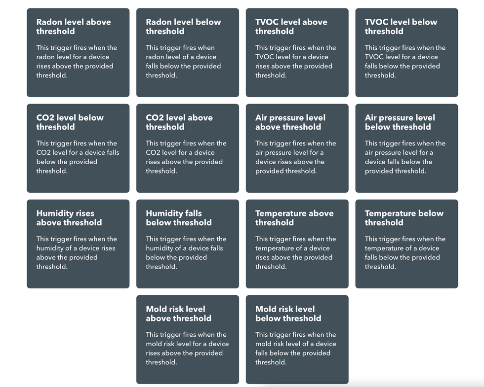 IFTTT triggers from Airthings
