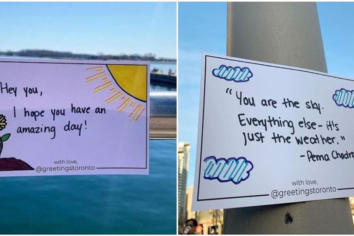 An anonymous group is leaving sweet, hand-written notes around Toronto to lift people's spirits