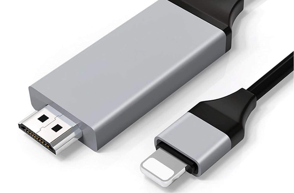 An HDMI cable for connecting an iPhone to a television