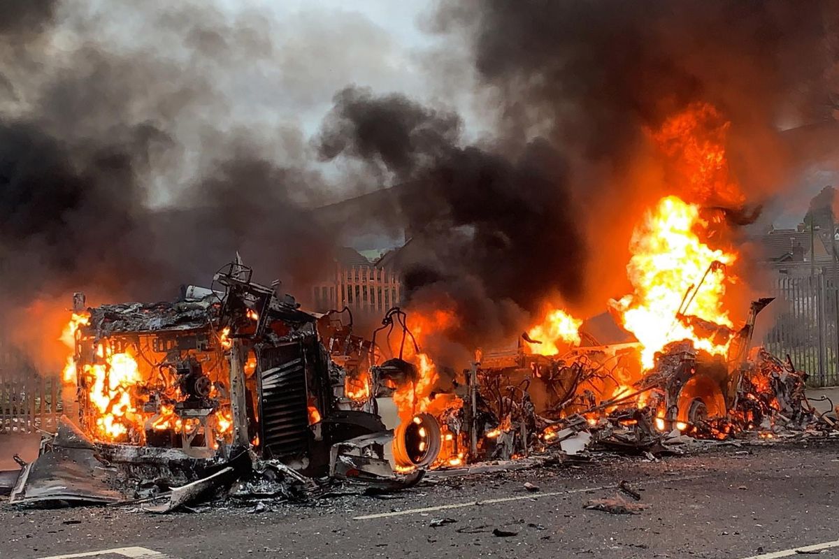 Belfast bus wreckage