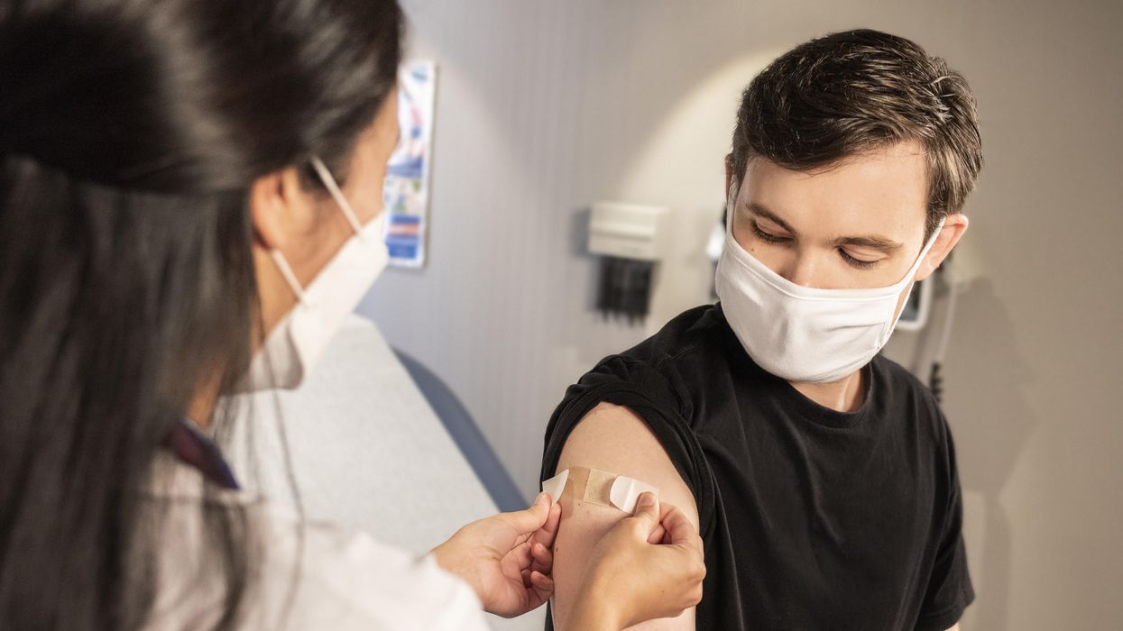 A man receiving the Covid-19 vaccine