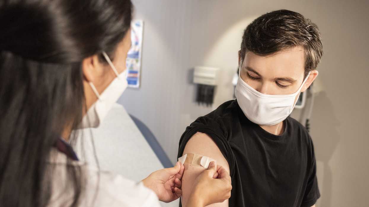 A man receiving the Covid-19 vaccine