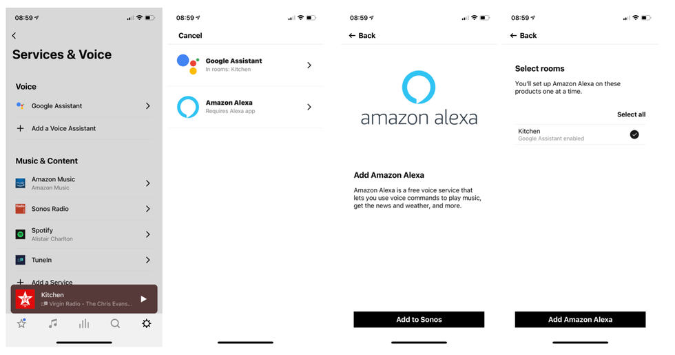 Changing the voice assistant of a Sonos speaker