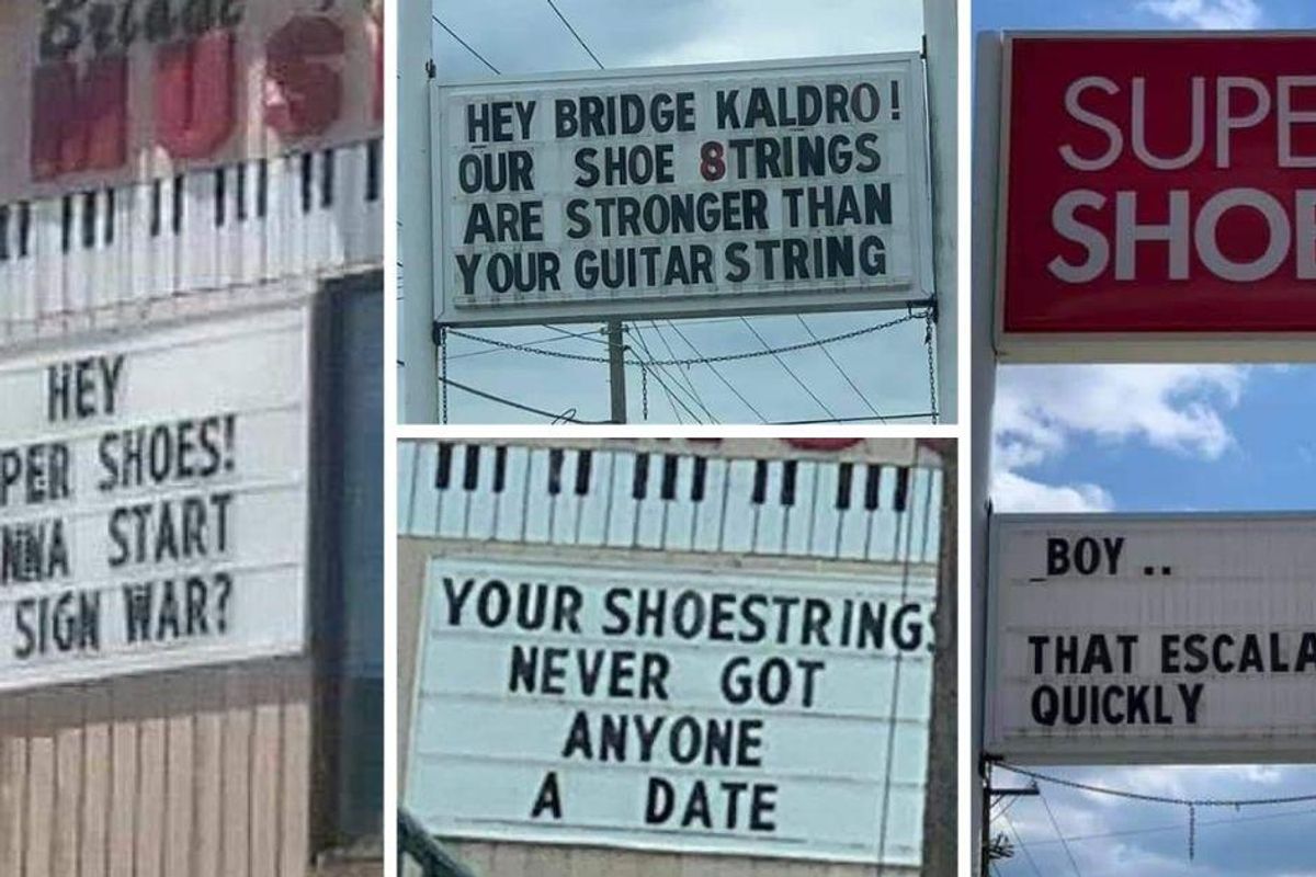 Local businesses in a Virginia town are having a 'sign war' and it's completely delightful