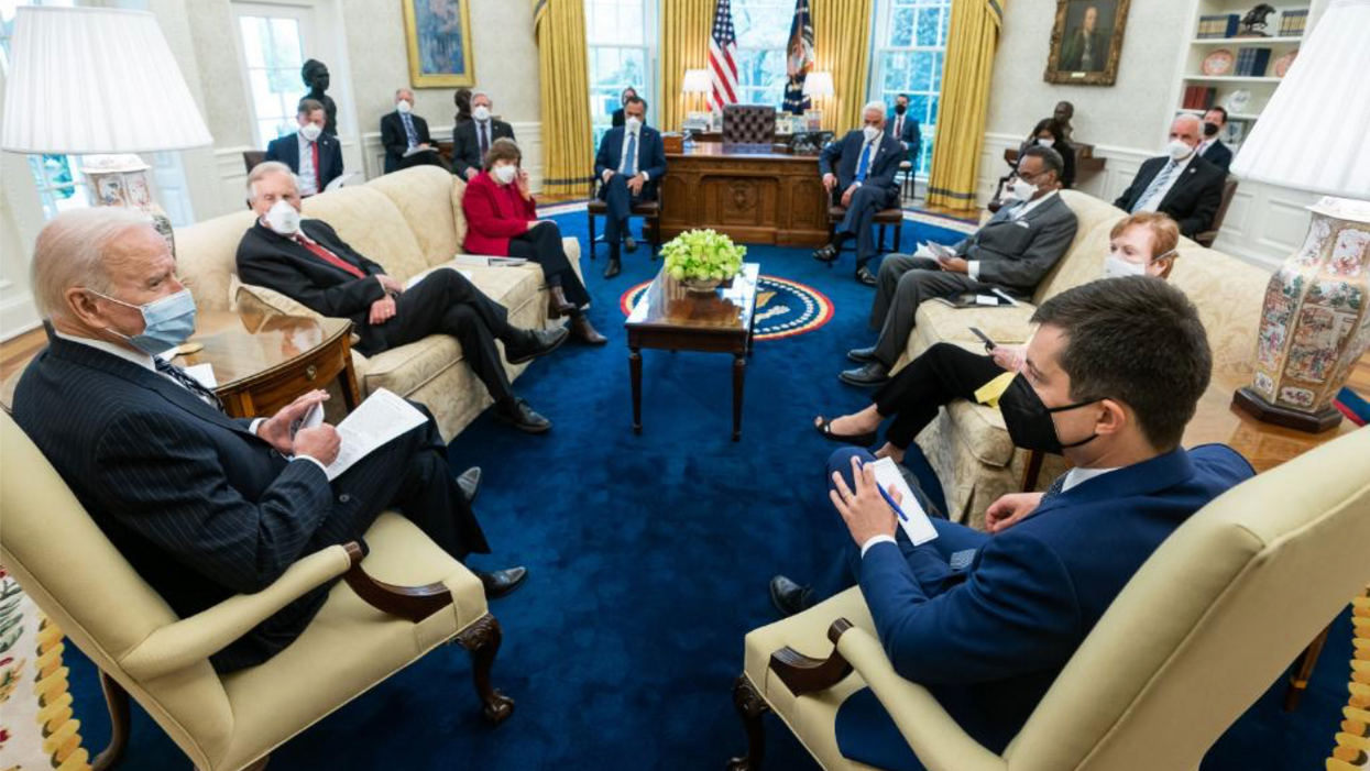 President Biden meeting with members of Congress to discuss the American Jobs Plan.